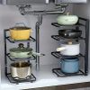 1PC Pot Rack Pot Storage Kitchen Stainless Steel Rack Layered Shelves Under Sink Multi-Layer Household Cabinet