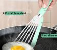 Nonstick Fish Spatula, Thin Slotted Spatulas Turner Silicone Fish Spatulas For Nonstick Cookware, High Heat Resistant BPA Free Cooking Utensils